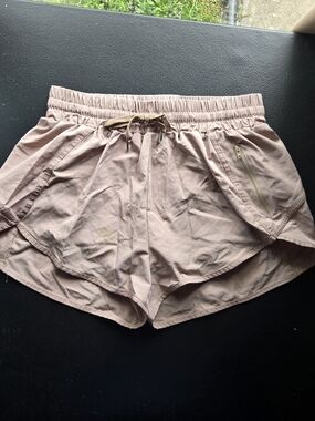 Athletic Running Shorts Lined Beige Size Large Fitness Lightweight Athleisure
